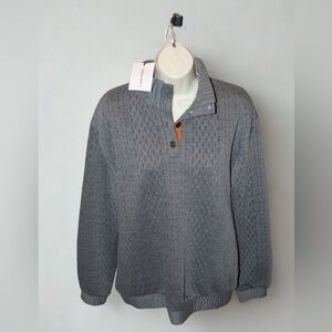 Men’s Crown & Cross Gray Sweater with Tan Accents Large